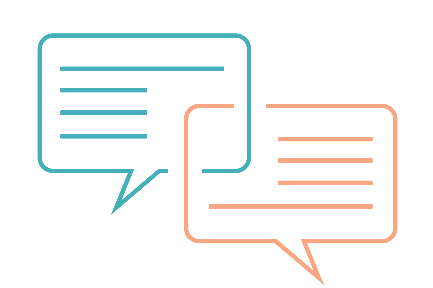 illustration of two speech bubbles representing communication